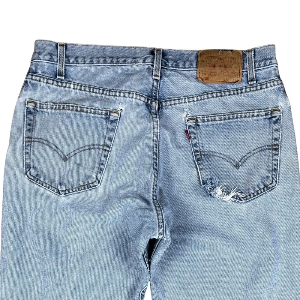 Vtg Levi's 505‎ Men's Jeans 34x28.5 Light Wash Distressed Hemmed Vintage Y2K
